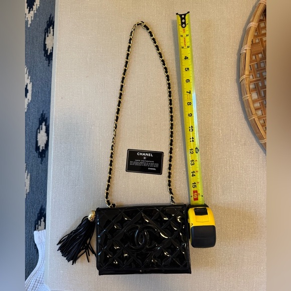 Chanel Vintage Quilted Patent Leather Shoulder Bag with Tassel - Picture 12 of 13